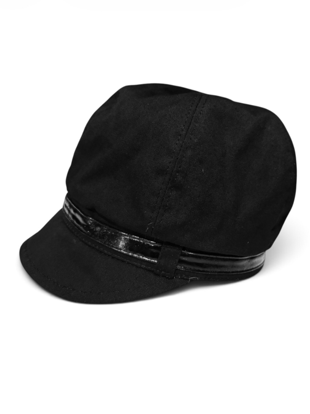 Black Cadet Cap with Patent Trim -
